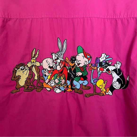 Vintage 1991 Acme Clothing Co. Looney Tunes Pink Button Down - Picture 4 of 7